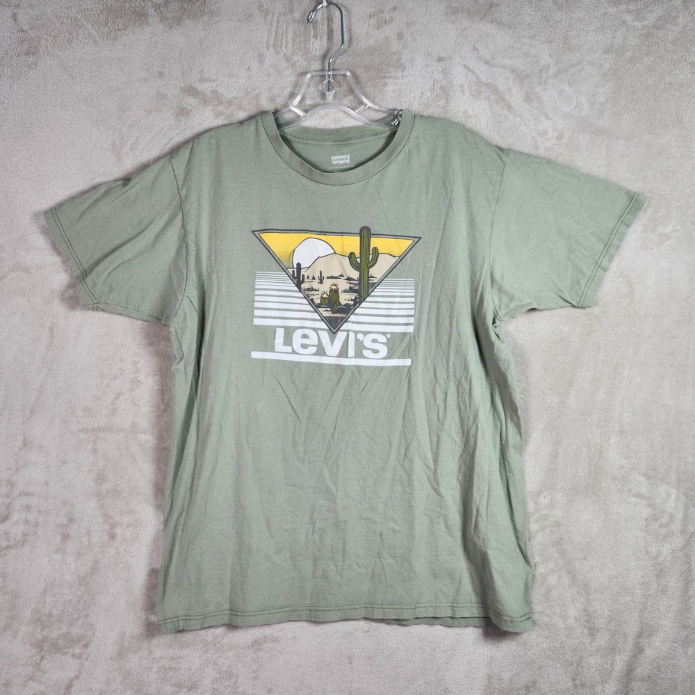 Levis Graphic T Shirt Womens Large Sage Green Desert Cactus Relaxed Fit Tee Boho